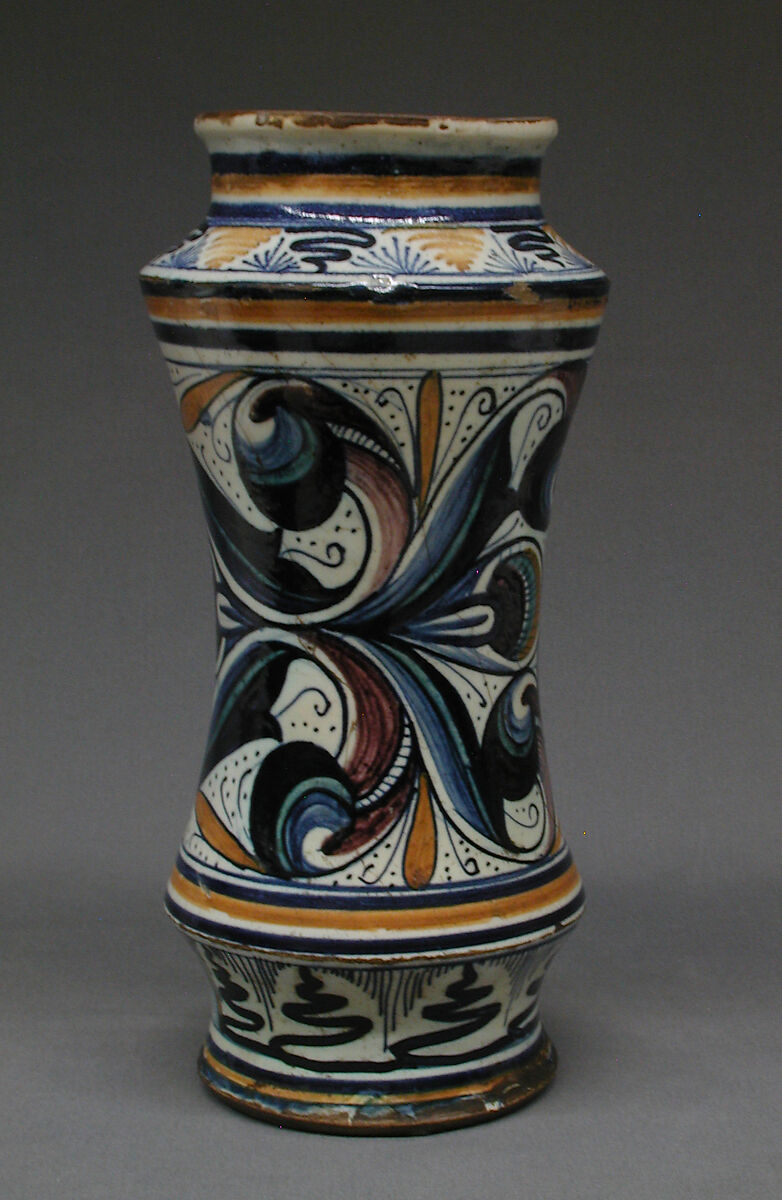 Albarello, Maiolica (tin-glazed earthenware), Italian, Faenza