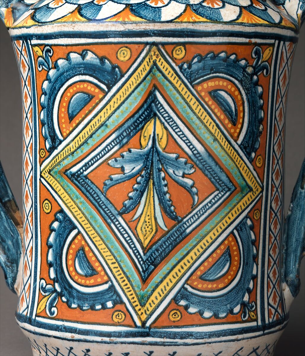Storage jar (albarello), Maiolica (tin-glazed earthenware), Italian, Umbria, probably Deruta