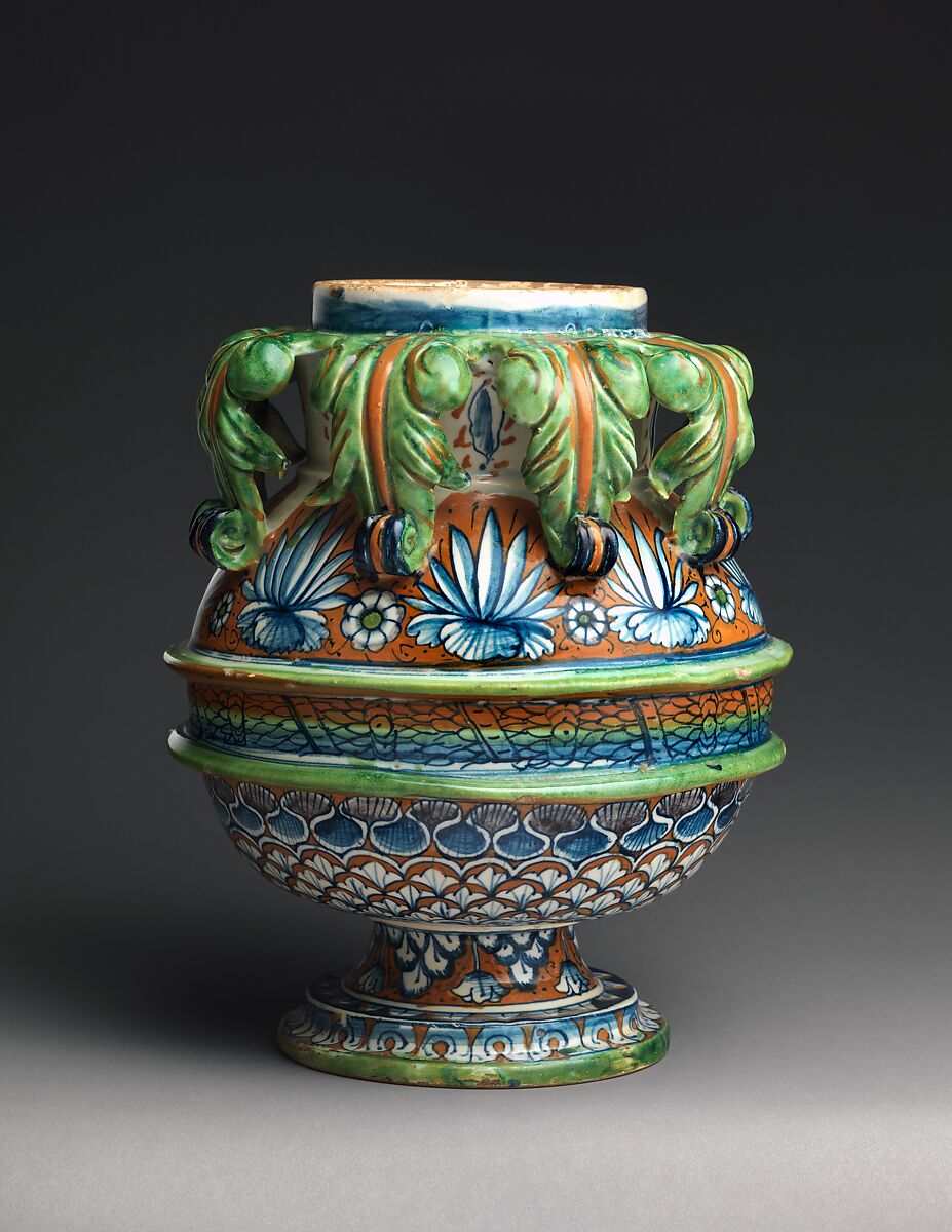 Vase or jar, Maiolica (tin-glazed earthenware), Italian, probably Pesaro 