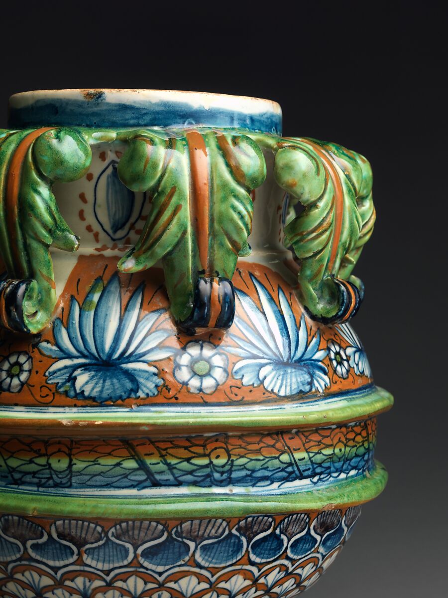 Vase or jar, Maiolica (tin-glazed earthenware), Italian, probably Pesaro