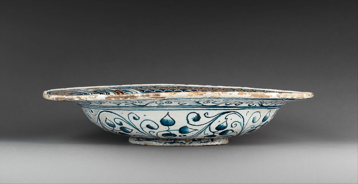 Bowl with The Virgin and the Unicorn and arms of Matthias Corvinus and Beatrice of Aragon, Maiolica (tin-glazed earthenware), Italian, Pesaro