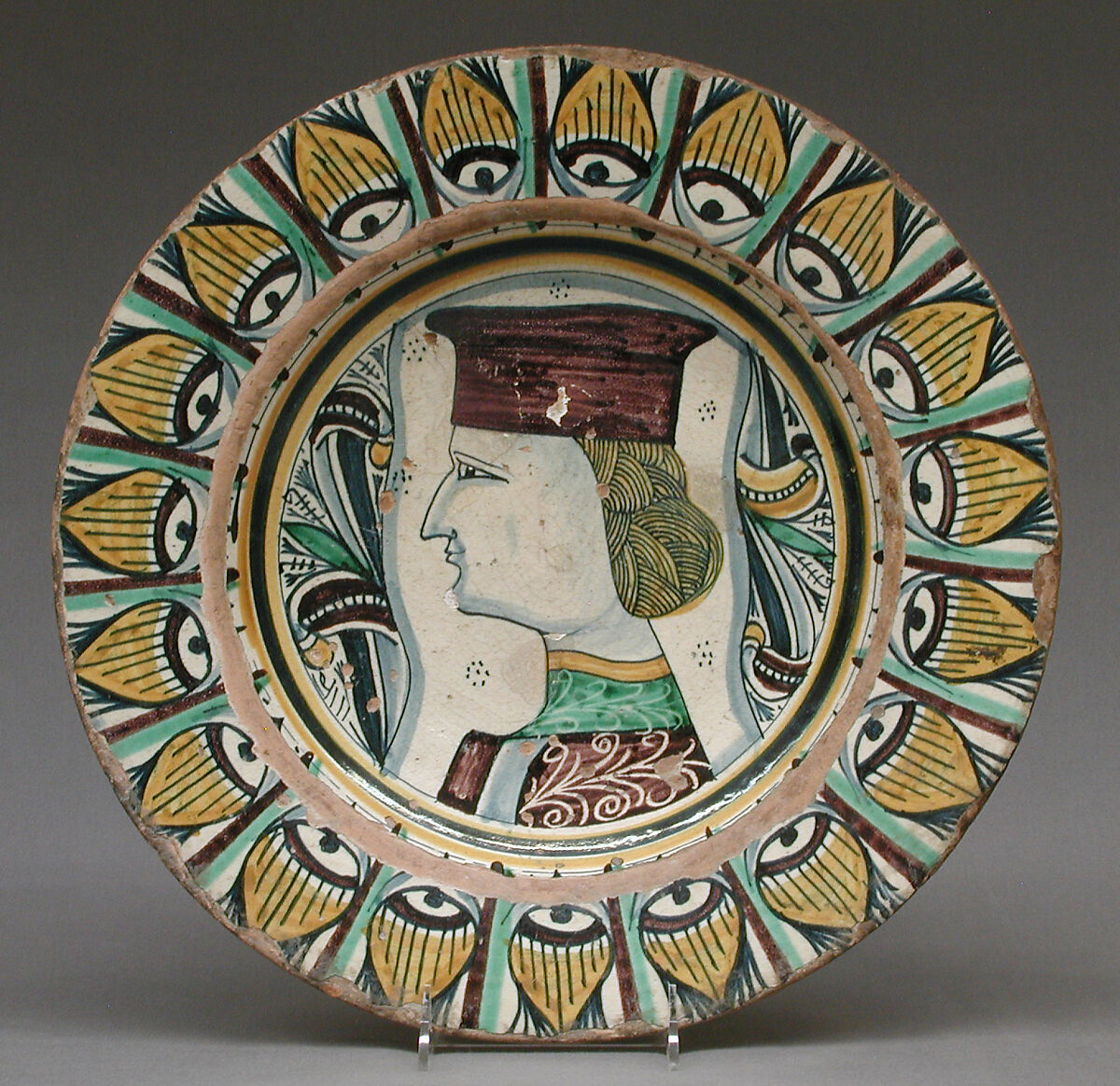 Dish, Maiolica (tin-glazed earthenware), Italian, Deruta 