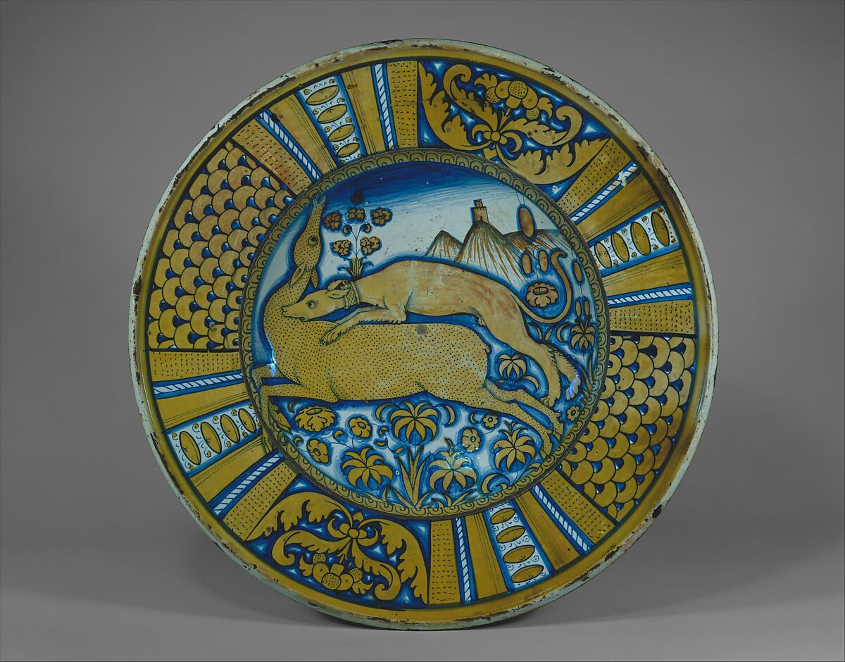 Dish, Maiolica (tin-glazed earthenware), Italian, Deruta 