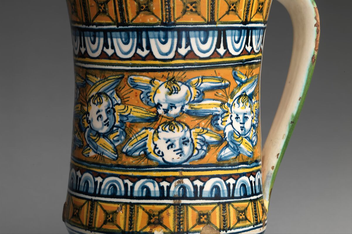 One-handled storage jar (albarello), Maiolica (tin-glazed earthenware), Italian, Siena