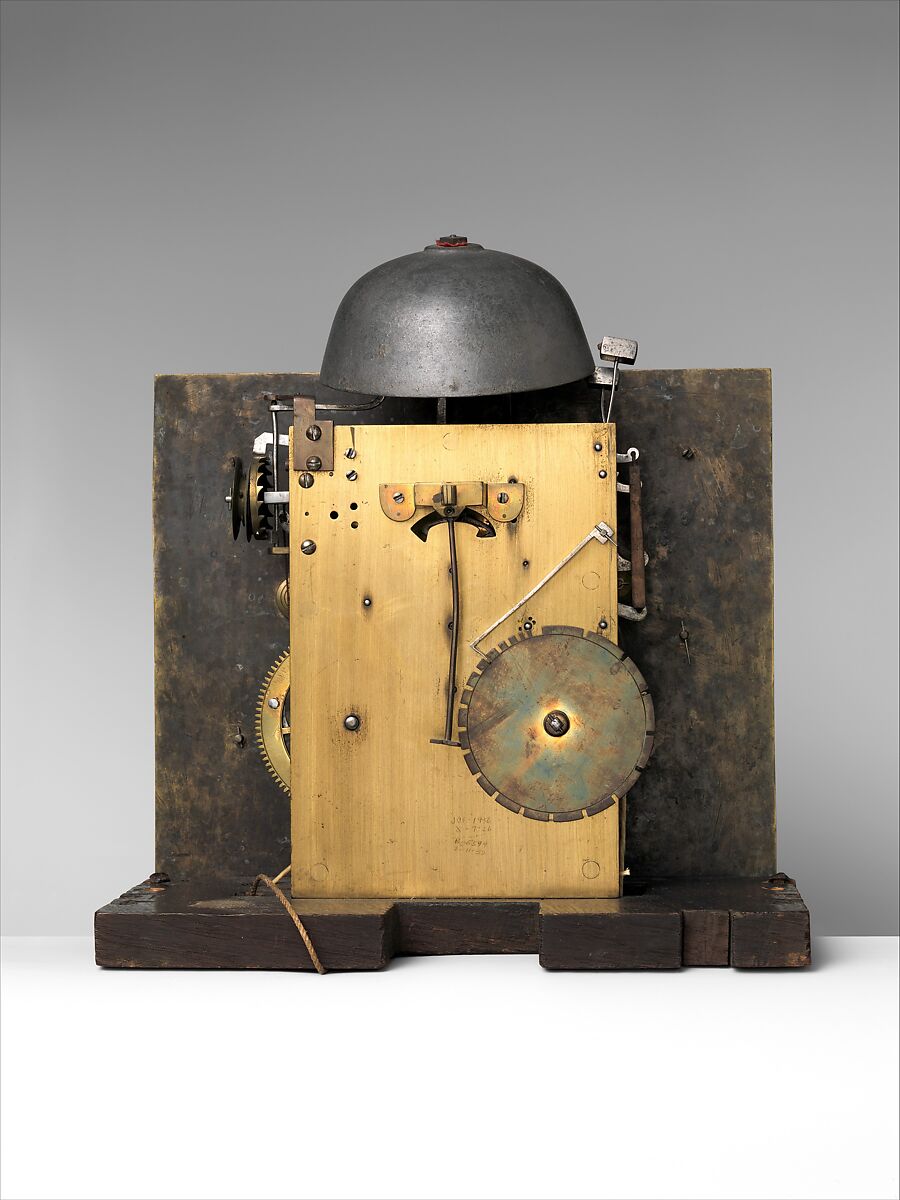 Longcase clock with calendar and alarm, Movement by Ahasuerus II Fromanteel (British, 1640–1703), Case: walnut and rosewood veneer on oak, and partly gilded limewood; Dial: gilded and silvered brass; Movement: brass and steel, Dutch, Amsterdam