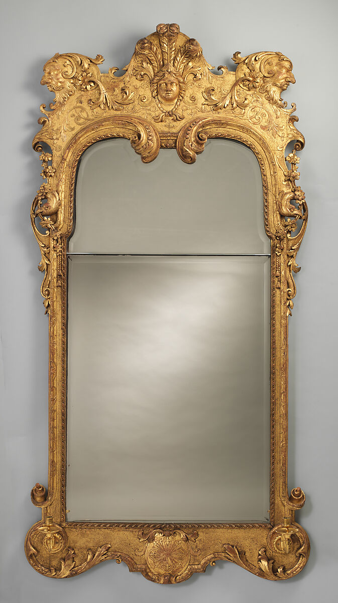 Mirror, Attributed to John Belchier (active 1717, died 1753), Mirror plate, gilded pine and gesso, British 