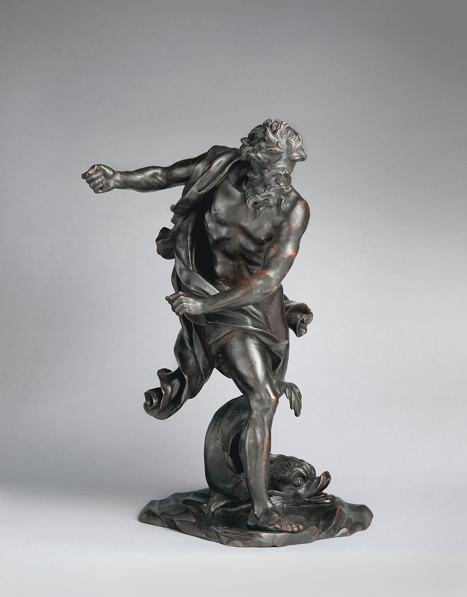 Neptune with a dolphin, Gian Lorenzo Bernini  Italian, Bronze, Italian