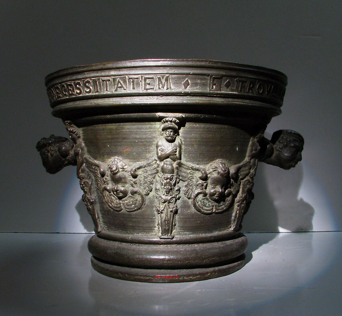 Mortar, Trovilliar (French), Bronze, dark green patina, French