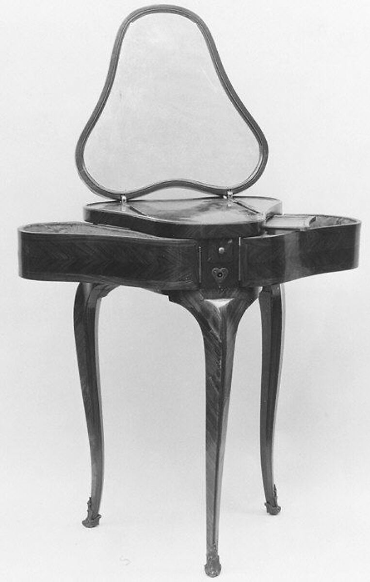 Table (poudreuse), Germain Landrin (ca. 1710–ca. 1785), Kingwood veneer, gilt bronze, French, Paris