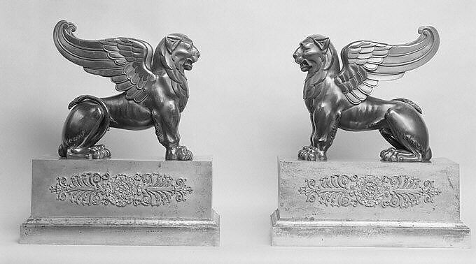 Winged lions, Bronze, gilt bronze, French 