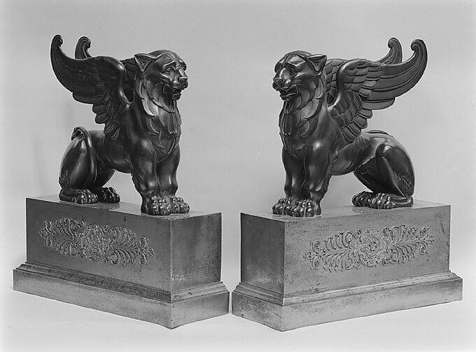 Winged lions, Bronze, gilt bronze, French
