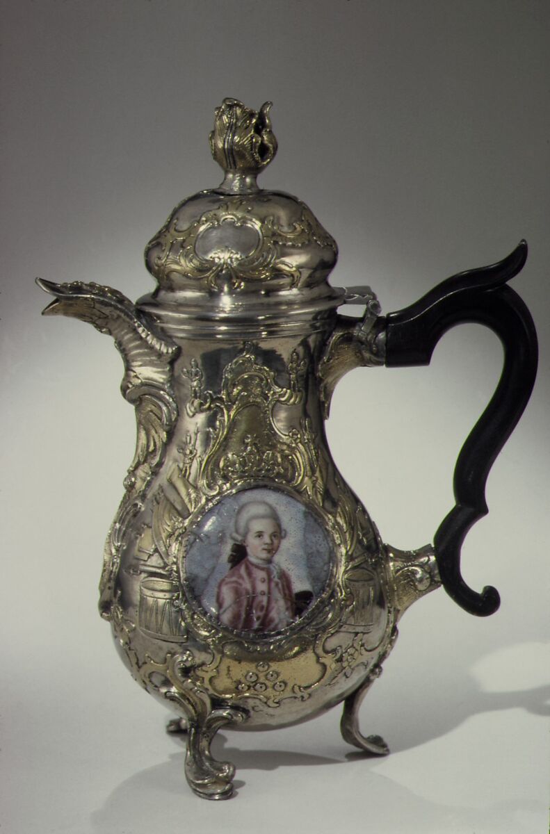 Cream jug (part of a set), Johan Henrik Blom (Finnish, master 1766, died 1805), Silver, parcel gilt, enamel, wood, Russian, St. Petersburg 