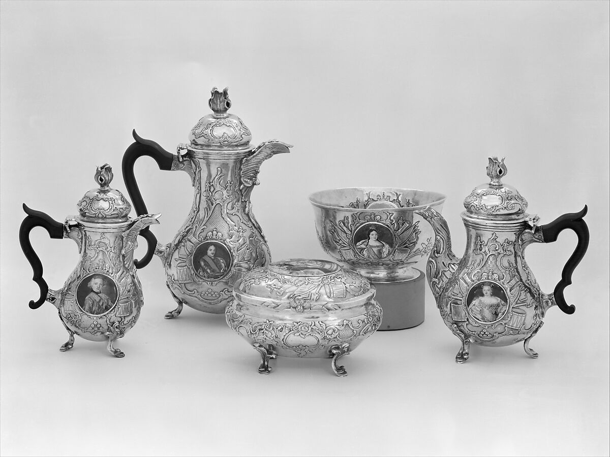 Waste bowl (part of a set), Johan Henrik Blom (Finnish, master 1766, died 1805), Silver, parcel gilt, enamel, wood, Russian, St. Petersburg