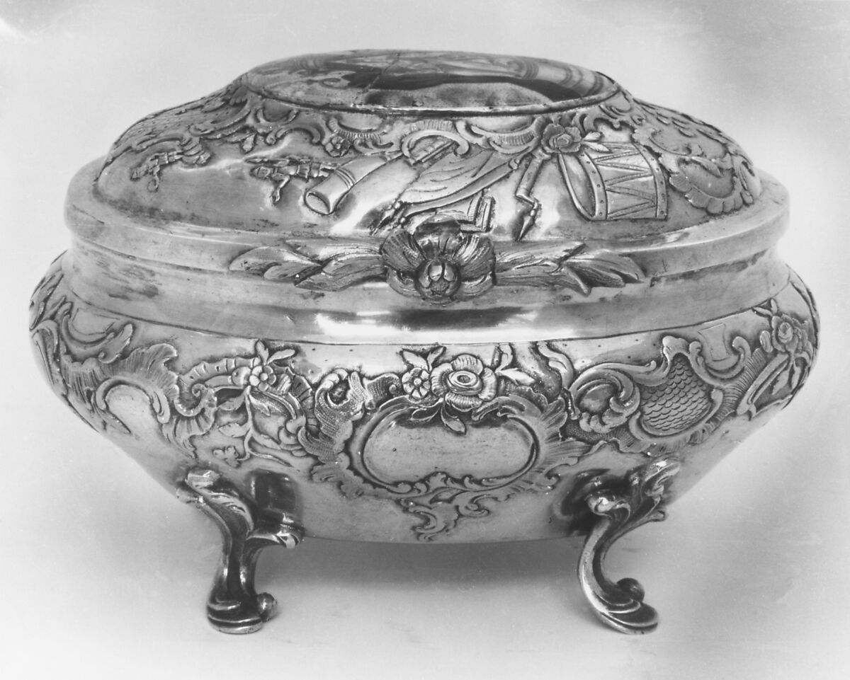 Sugar box with cover (part of a set), Johan Henrik Blom (Finnish, master 1766, died 1805), Silver, parcel gilt, enamel, wood, Russian, St. Petersburg 
