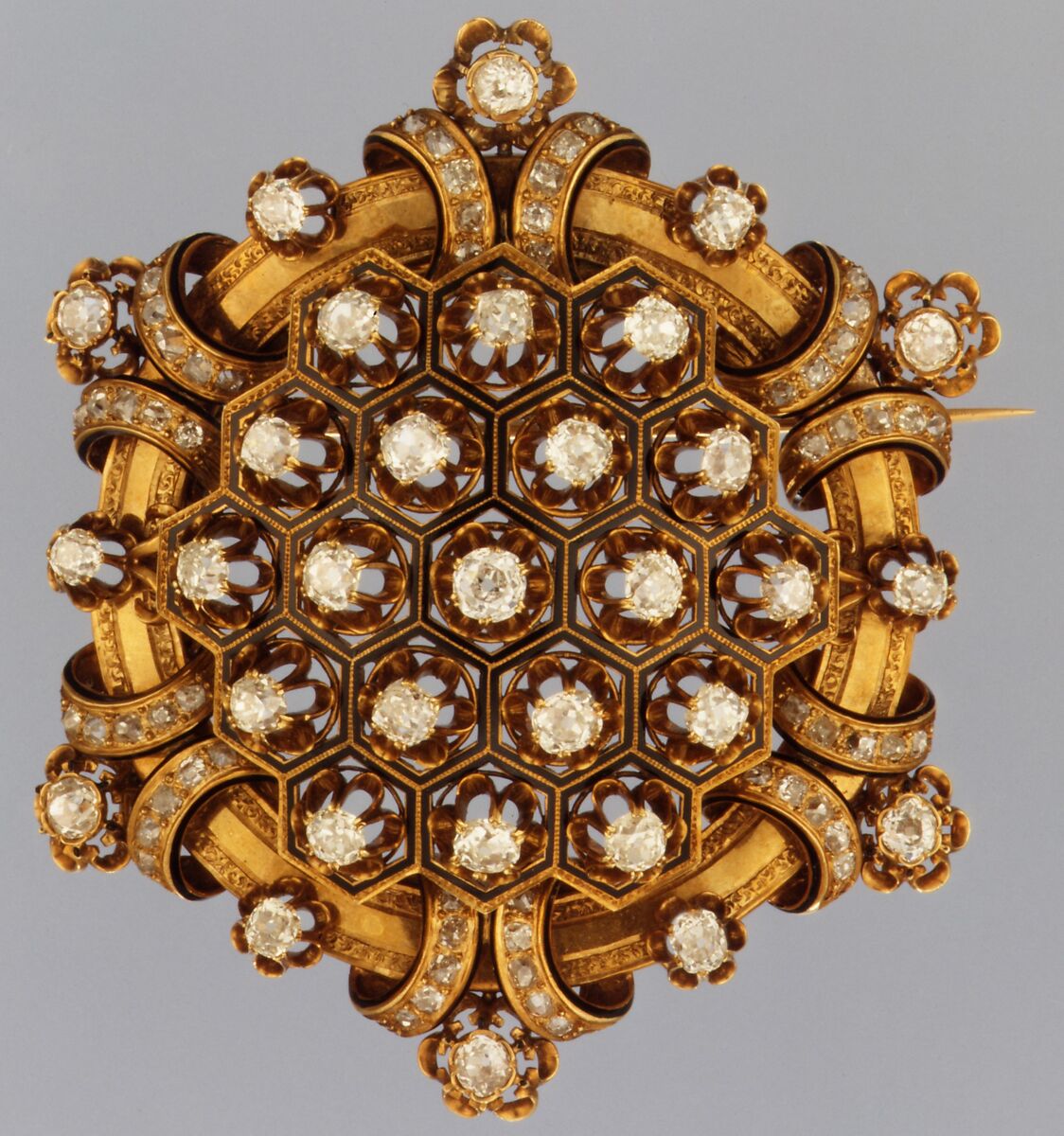 Brooch, Attributed to Maison Rouvenat of Paris, Gold, enamel, diamonds, French, Paris 