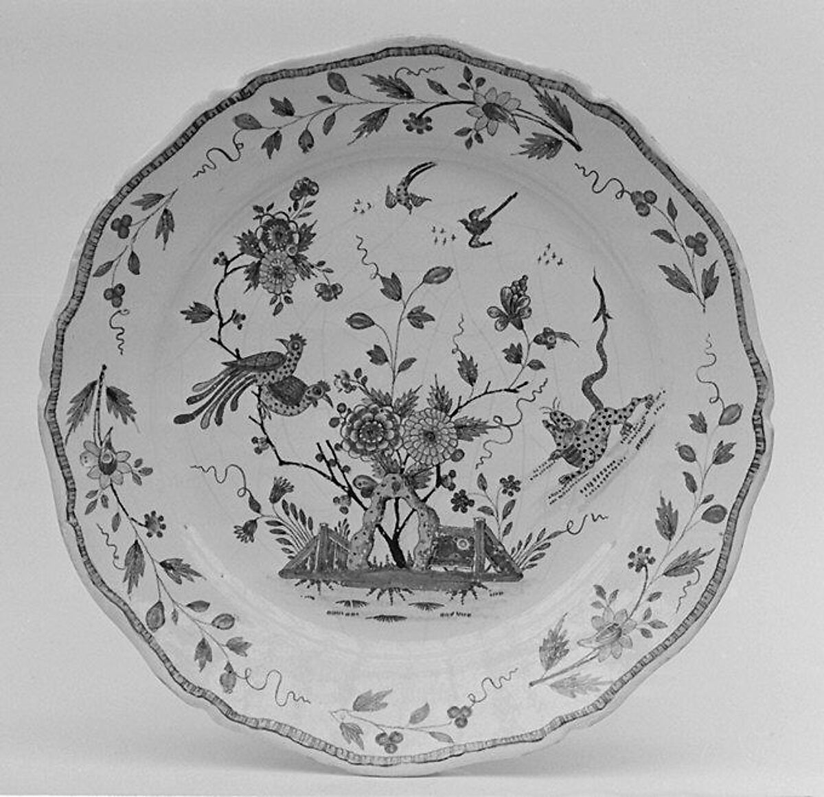 Plate, Factory of Jean-Baptiste Guillibaud (working 1720–39), Faience (tin-glazed earthenware), French, Rouen 