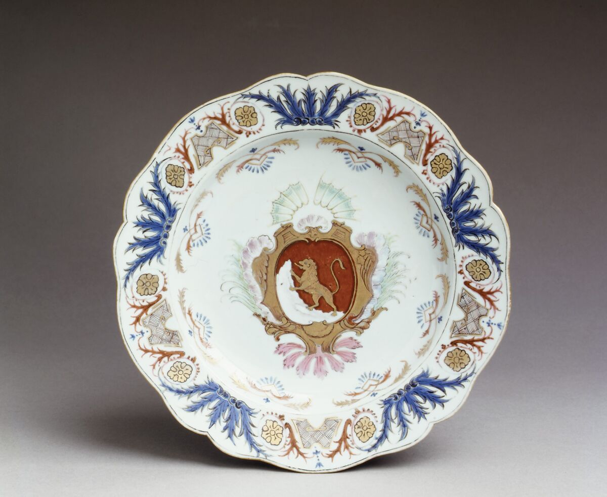 Plate, Hard-paste porcelain, Chinese, for French market 