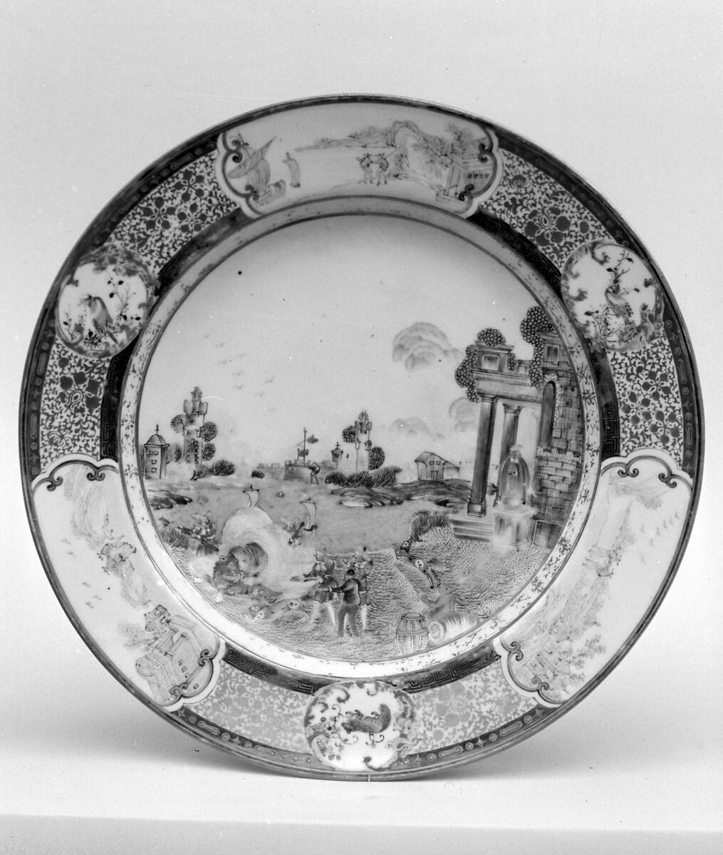 Plate, Hard-paste porcelain, Chinese, for Continental European market 