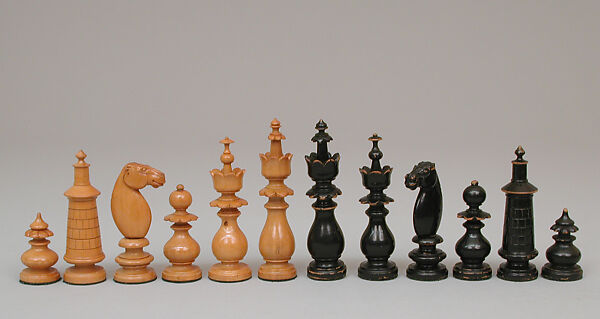 Chess set, Wood, lacquered, Russian 