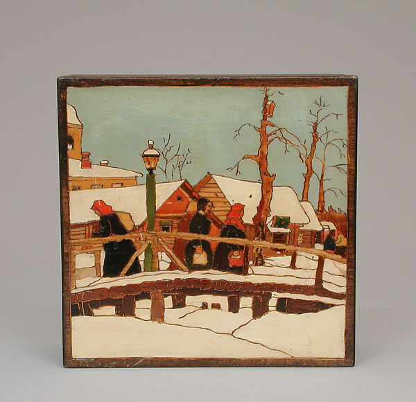 Chessmen (32) in box, Wood, lacquered, Russian