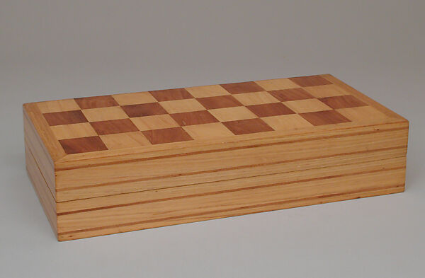 Chessmen (32) and box-board, Wood, bone, Mexican, Paracho