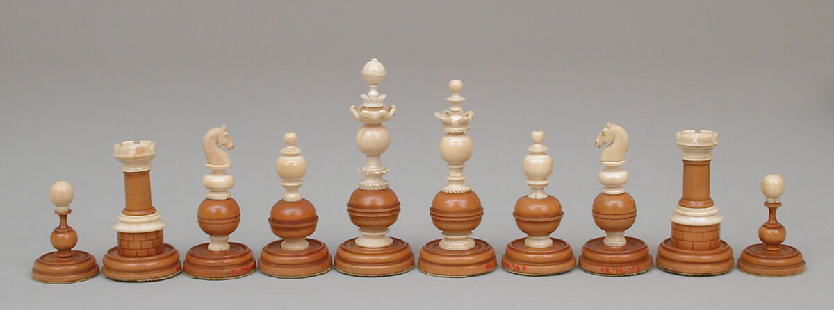 Chessmen (32), Ivory, ebonized boxwood, Spanish or French