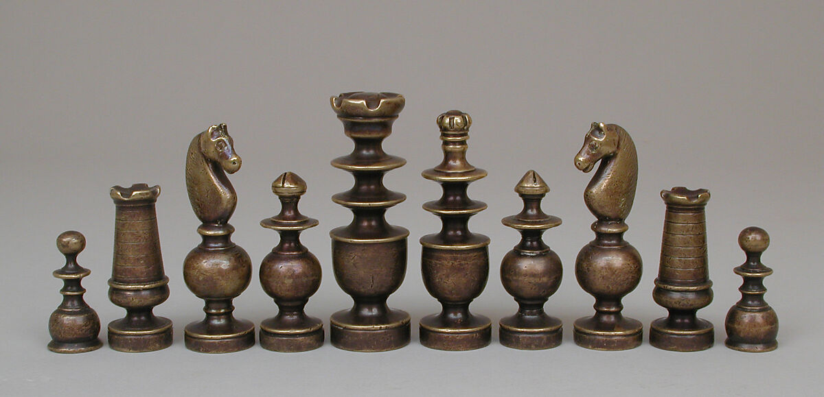 Chess set, Bronze, wood, Spanish 