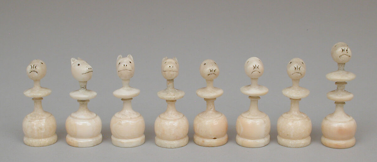 Chessmen (32), Walrus ivory, Inuit, Franz Joseph Land