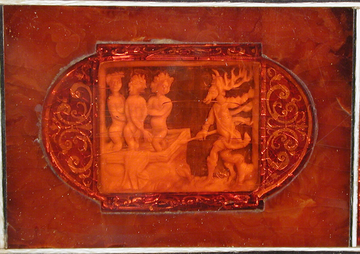 Chess and backgammon game board, Circle of Georg Schreiber (German, active 1616–1643), Amber, ivory, brass, gold foil, ebony, German, Königsberg (Kaliningrad, Russia)