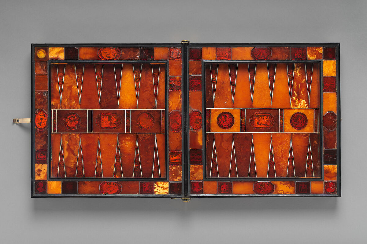 Chess and backgammon game board, Georg Schreiber  German, Amber, ivory, brass, gold foil, ebony, German, Königsberg (Kaliningrad, Russia)