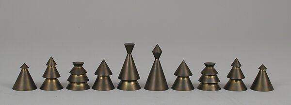 Chess set, Brass, pewter, and ebony, Swedish