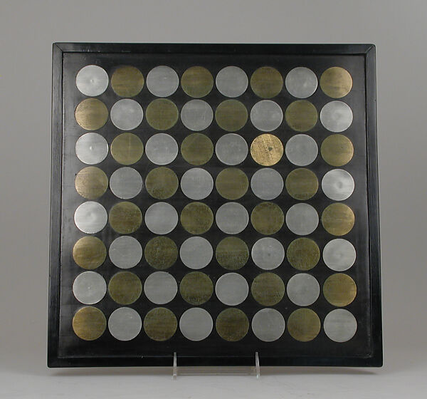 Chess set, Brass, pewter, and ebony, Swedish