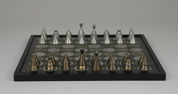 Chess set, Brass, pewter, and ebony, Swedish 