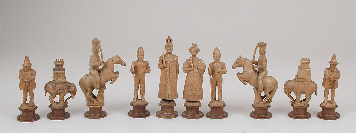 Tyroleans and Slovenes chessmen (32), Wood, blond and medium blond, Austrian, Tyrol
