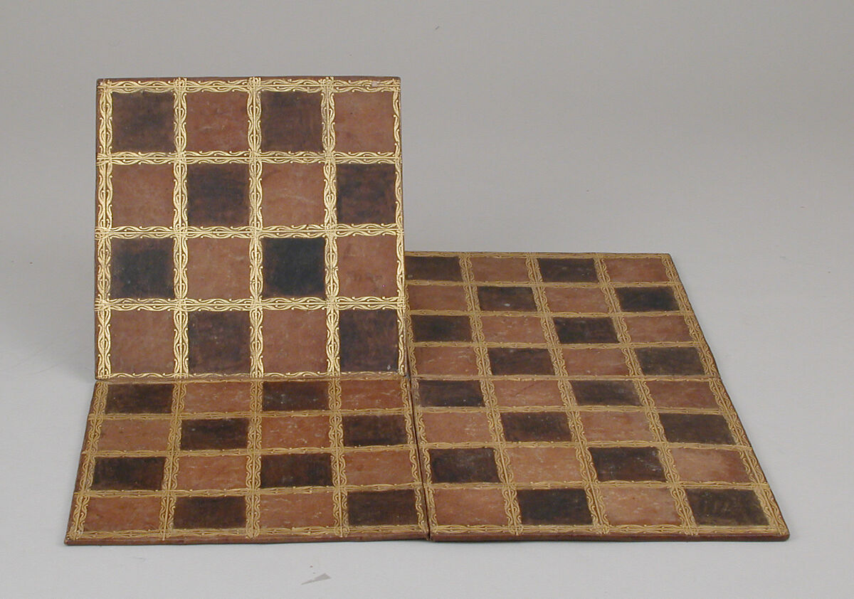 Chessboard, Brown leather, gold tooled, German