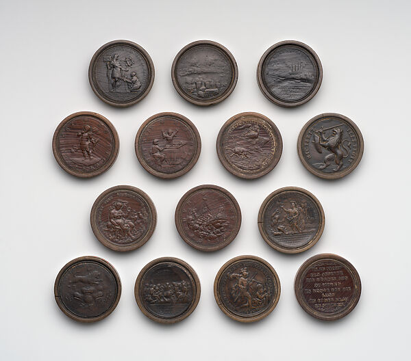 Group of Fourteen Roundels for Jeu de Moulin, Rosewood, German