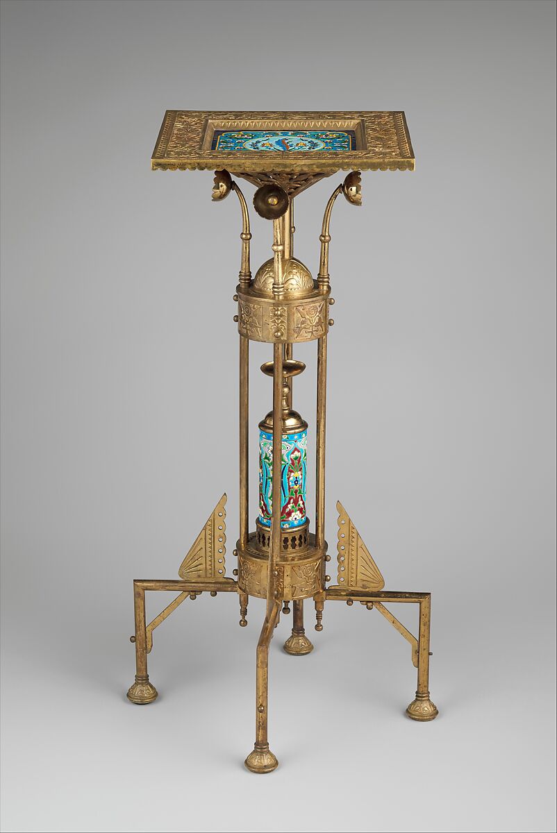 Card Stand, Manufactured by Bradley &amp; Hubbard Mfg. Co. (American, Meriden, Connecticut, 1852–1940), Brass, earthenware, American