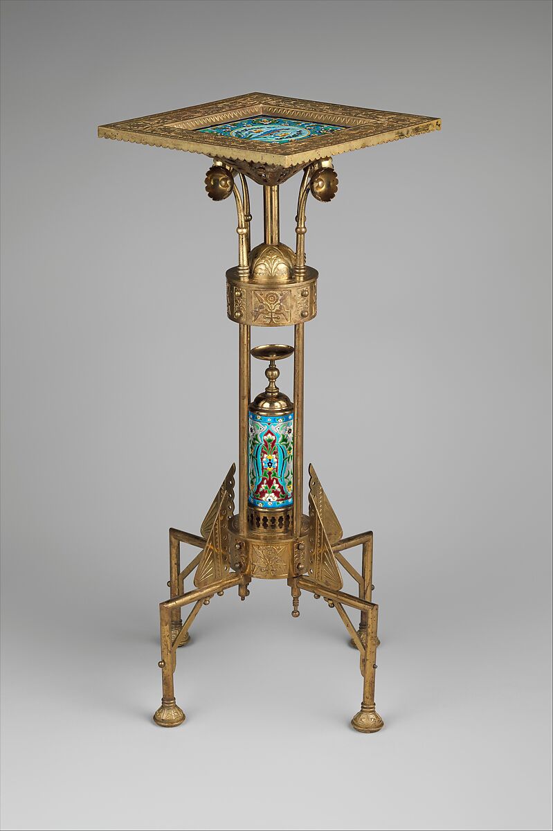 Card Stand, Manufactured by Bradley &amp; Hubbard Mfg. Co. (American, Meriden, Connecticut, 1852–1940), Brass, earthenware, American