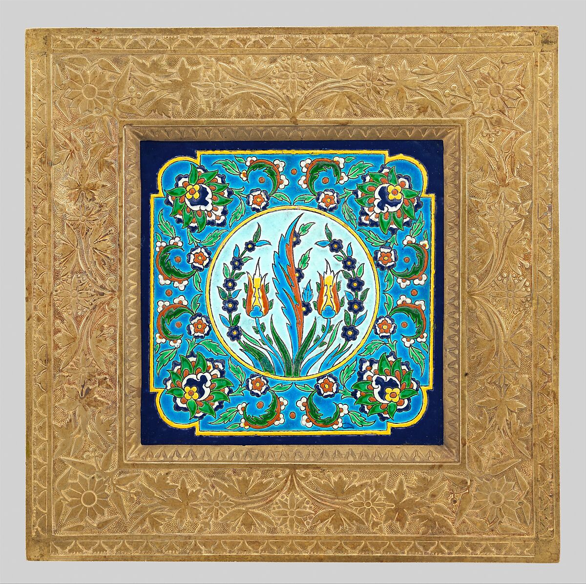 Card Stand, Manufactured by Bradley &amp; Hubbard Mfg. Co. (American, Meriden, Connecticut, 1852–1940), Brass, earthenware, American