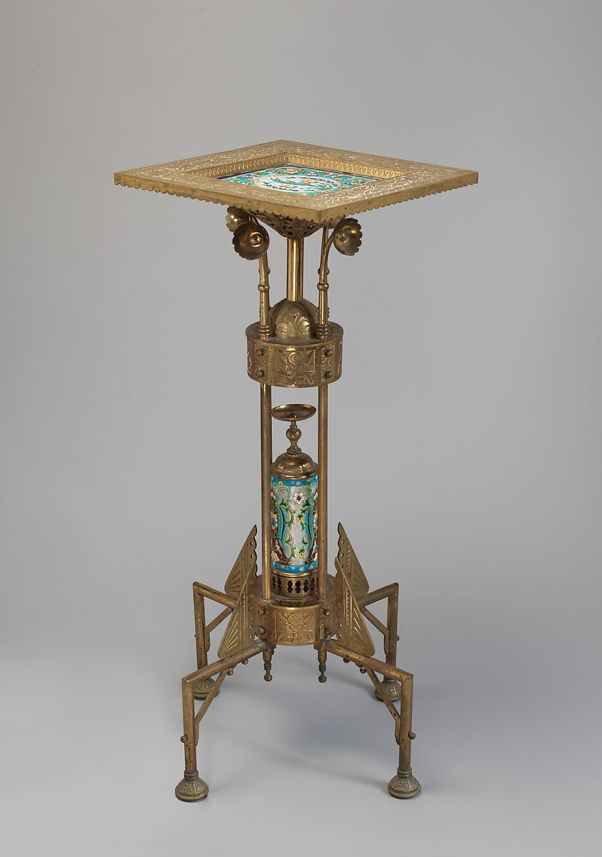 Card Stand, Manufactured by Bradley &amp; Hubbard Mfg. Co. (American, Meriden, Connecticut, 1852–1940), Brass, earthenware, American