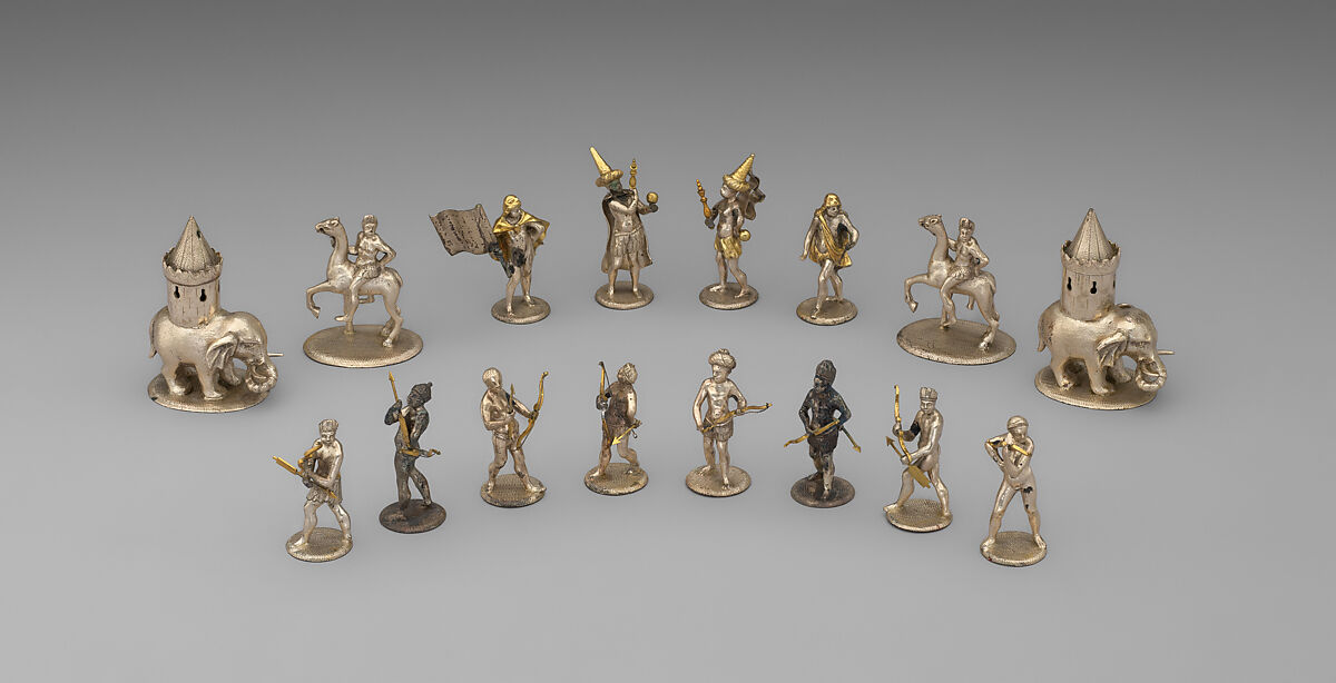 Battle of Panormus chessmen (32) and box-board, Design attributed to Andreas Schluter, Danzig and the Court of Berlin, Silver, silver-gilt, German