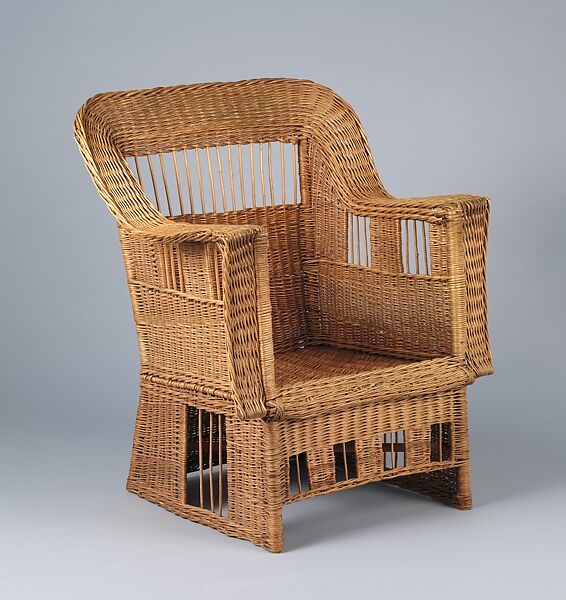 Armchair, Gustav Stickley (American, Osceola, Wisconsin 1858–1942 Syracuse, New York), Willow (upholstered cushions not original), American 