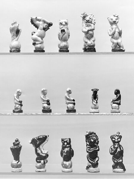 Chessmen (32), Mrs. Ruth Mielziner Moss  , Cleveland, Ohio, Porcelain, American, Cleveland, Ohio 