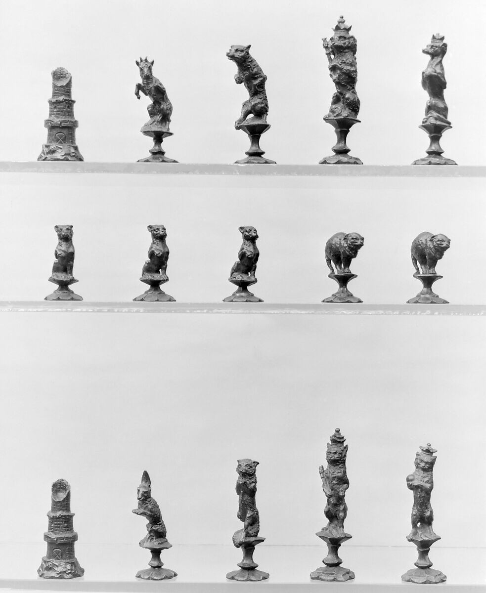 Chessmen (32), E. G. Zimmerman Company, Hanau, Metal, German, Hanau 