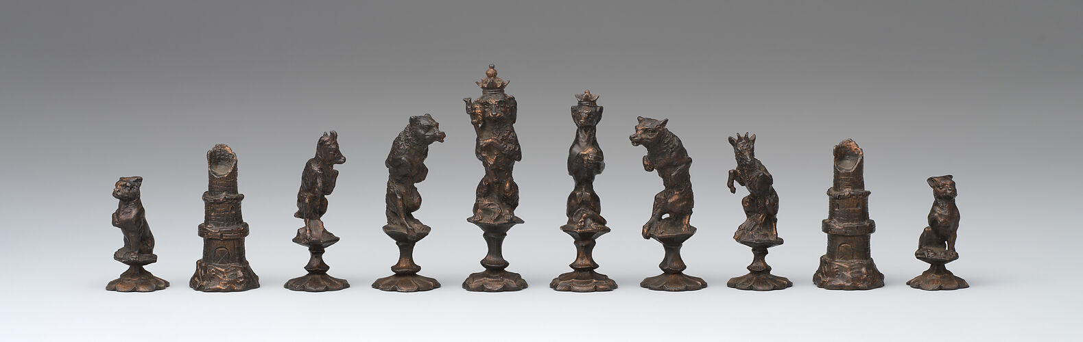 Dogs, wolves and goats versus cats, foxes, hares chessmen (32)