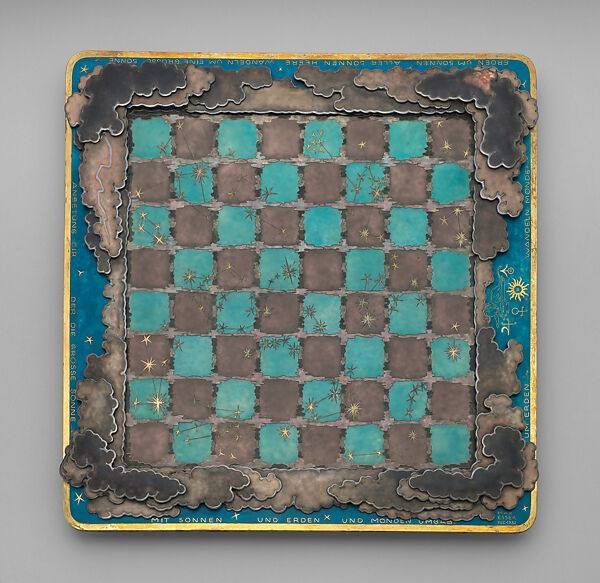 Astronomical chess set, Max Esser (German, Barth 1885–1945 Berlin), Silver, silver-gilt, ivory, ebony, marble, plaster, brass, beeswax, enamel, German, Berlin