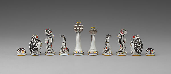 "Aquatic" chess set, Max Esser (German, Barth 1885–1945 Berlin), Porcelain, German, Meissen