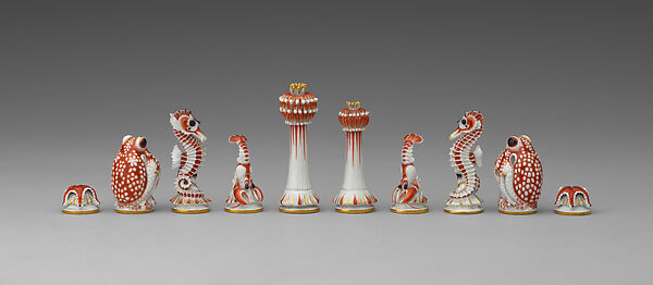 "Aquatic" chess set, Max Esser (German, Barth 1885–1945 Berlin), Porcelain, German, Meissen