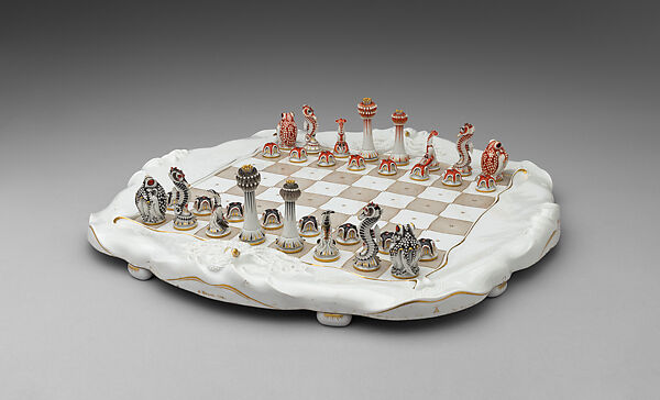 Chessmen (30) with board, box, and case