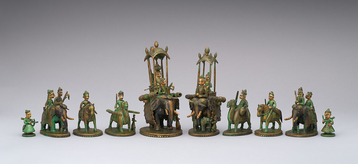 Chessmen (32 pieces), Ivory, Indian